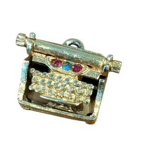 Monet Gold Typewriter Charm with Gem Accents